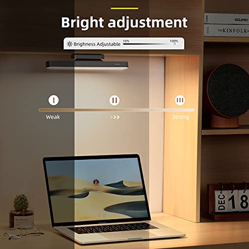 Lámpara Escritorio LED, Baseus Retardado Lamparita de Mesa con Protección de los ojos, Lámpara oficina Regulable USB-C Recargable con control táctil, Dormitorio, Estudio, Gris Oscuro