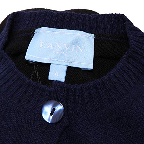 Lanvin 2328Z Maglione Bimba Girl Cardigan Mix Wool/Cashmere Blue/Black Sweater [6 Years]