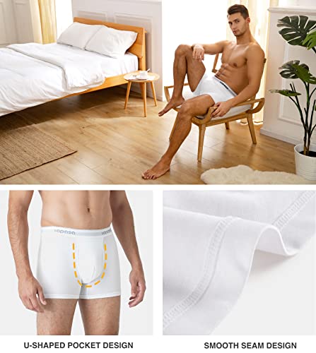 LAPASA Calzoncillos Hombre Bóxer Pack de 4 con Abertura de Algodón Peinado Ropa Interior M03 XXL Blanco