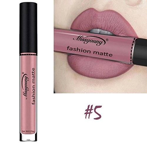 Lápiz Labial Líquido, Bluestercool Pintalabios Maquillaje Profesional Terciopelo Mate Impermeable Brillo Labial Larga Duración Lipstick (#5)