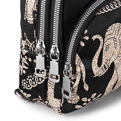 LaRechor Bolso Bandolera Pequeño con 3 Cremallera - Mujer Bolso de Viaje Noche - Bolsa de Elefante étnico Ligero, 2 Correa