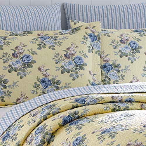 Laura Ashley Linley Edredón Set, algodón, Yellow Floral, Matrimonio