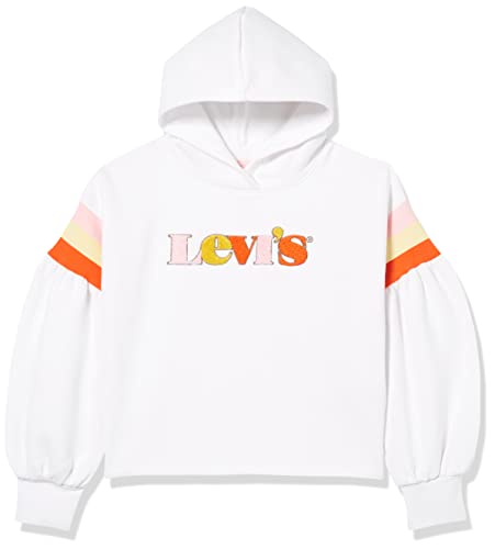 Levi's kids Sudadera de Manga Larga con Capucha de Talle Alto, Blanco, 10 años para Niñas