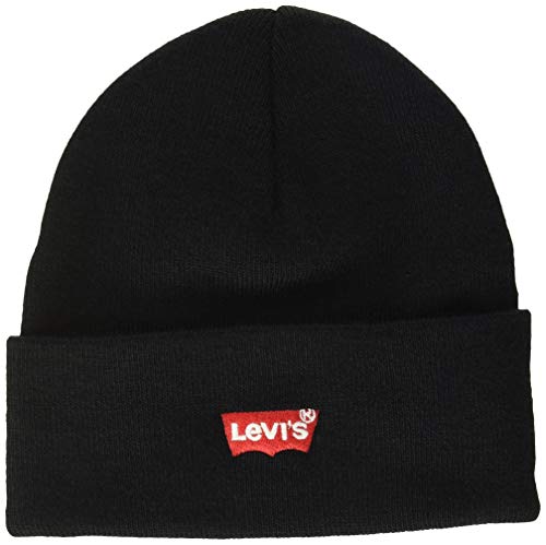 Levi's Red Batwing Embroidered Slouchy Beanie Gorro de punto, Negro (R Black 59), Talla única (Talla del fabricante: UN) para Hombre