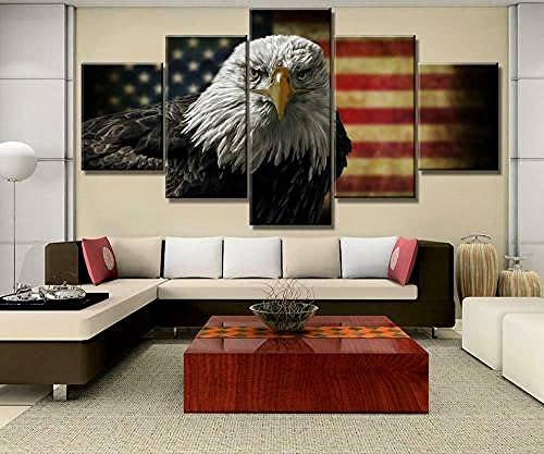 Lienzo 5 Piezas Canvas Print American Eagle Flag Lienzos Decorativos Cuadros Grandes Baratos Cuadros Decoracion Cuadros para Dormitorios Modernos Cuadros Decoracion Regalos Personalizados