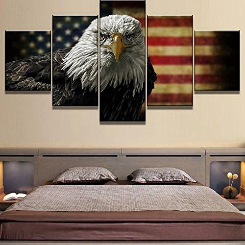 Lienzo 5 Piezas Canvas Print American Eagle Flag Lienzos Decorativos Cuadros Grandes Baratos Cuadros Decoracion Cuadros para Dormitorios Modernos Cuadros Decoracion Regalos Personalizados