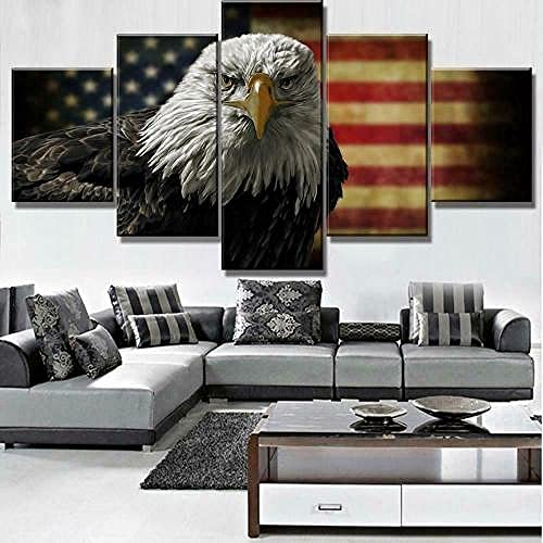 Lienzo 5 Piezas Canvas Print American Eagle Flag Lienzos Decorativos Cuadros Grandes Baratos Cuadros Decoracion Cuadros para Dormitorios Modernos Cuadros Decoracion Regalos Personalizados