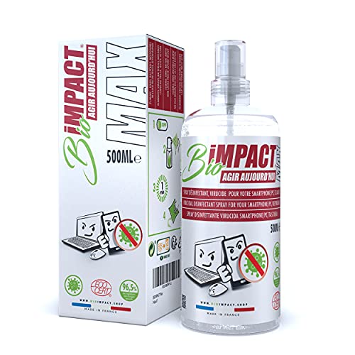 Limpiador de Pantalla de Ordenador, VIRUCIDA, Bío, 500ml, ELIMINA EL 99,9% DE LAS BACTERIAS Y LOS VIRUS, Spray Limpiar Gafas, Spray Desinfectante para Teléfono Móvil, Limpiador de Teclado, Limpieza PC