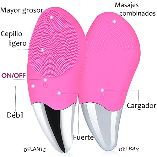 Limpiador Facial de Silicona con Tecnología sónica. Cepillo de limpieza y Masajeador Facial. Resistente al Agua. Adecuado para Todos los Tipos de Piel.