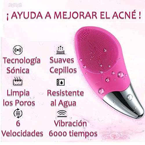 Limpiador Facial de Silicona con Tecnología sónica. Cepillo de limpieza y Masajeador Facial. Resistente al Agua. Adecuado para Todos los Tipos de Piel.