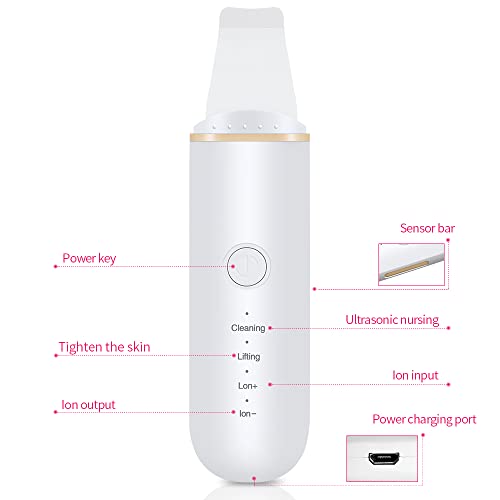 Limpiador Facial Eléctrico, Exfoliación de Cara, Peeling Facial 4 Modos para Limpiar los Poros y Cuidar la Piel, USB Recargable, Ideal para Acné (Rosa)