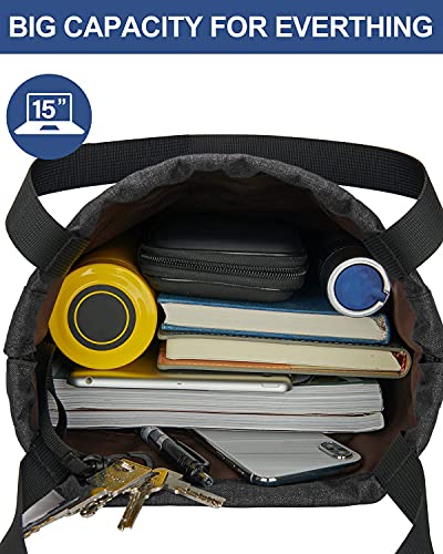 LIVACASA Mochilas de Cuerdas Mujer Hombre Bolsa de Cuerdas Bolsillos Mallas Exteriores A Prueba de Agua Toma USB para Auriculares Bolsa de Mano para Trabajo Escuela Yoga Gimnasio Negro