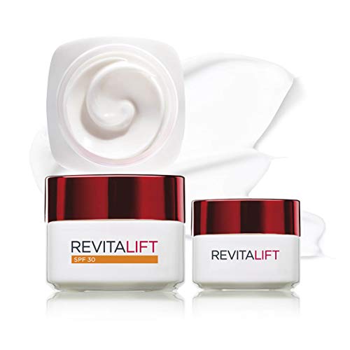 L'Oréal Paris Revitalift Set de Crema de Día Anti-Edad con Protección Solar SPF 30 y Contorno de Ojos Hidratante, Antiarrugas y Extra Firmeza, con Pro-Retinol, 50 ml y 15 ml