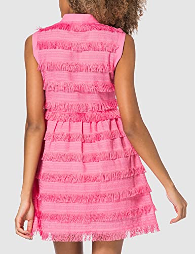Love Moschino Shirt Dress-Korean Collar, Button Down Opening and A-Line Skirt Vestido de Coctail, Pink, 38 para Mujer