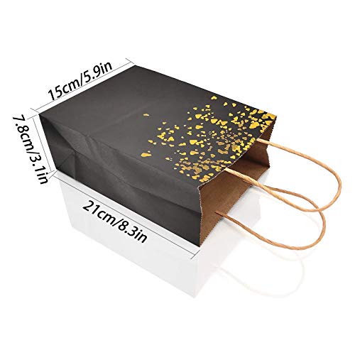 Lsydgn Bolsas Regalo Papel Kraft Negro Bolsa bronceadora Kraft Bolsas Papel Kraft Bolsas Papel con Asas Bolsas Regalo para Fiestas para la Fiesta Bodas cumpleaños Navidad 20 Piezas (Negro Blanco)