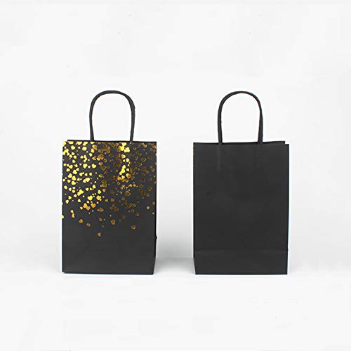 Lsydgn Bolsas Regalo Papel Kraft Negro Bolsa bronceadora Kraft Bolsas Papel Kraft Bolsas Papel con Asas Bolsas Regalo para Fiestas para la Fiesta Bodas cumpleaños Navidad 20 Piezas (Negro Blanco)