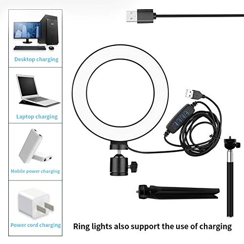 LTPAG 6” Anillo de Luz LED, 64 LED Aro de Luz con Control Remoto Bluetooth, Trípode y Soporte de Teléfono, 3 Modos de Luz y 10 Niveles de Brillo, USB Ring Light para Selfie, Maquillaje y Youtube