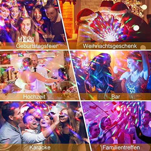 Luces Discoteca LED, 7 Colores RGB Luz Discoteca con Sonido Activado, 4M Cable USB, Rotación de 360 ° Bola Discoteca, Ideal para Cumpleaños, Discoteca, Fiesta, Bar, Navidad, Bodas