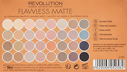 Makeup Revolution Ultra Eyeshadow Palette Flawless Matte Paleta 32 matowych cieni do powiek 16g