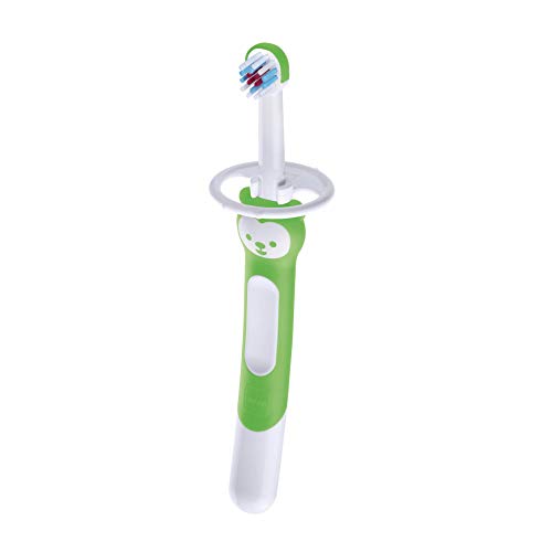 MAM Cepillo Training Brush C118 - Cepillo de Dientes con Mango largo y ergonómico, con anillo de seguridad, para bebés a partir de 5 meses, verde