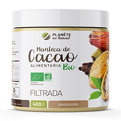 Manteca de Cacao Orgánica 400g - 100% Pura y Natural - Origen Perú - Uso alimentario