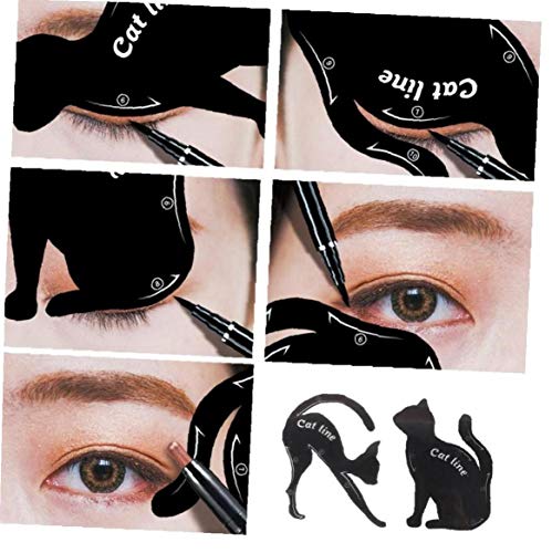 Maquillaje 2pcs Gato Eyeliner Plantillas De Pvc Ojos Ahumados Aplicadores Del Ojo De Gato Guía Liner Plantilla Para Principiantes