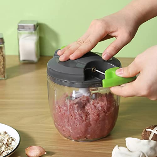 Máquina para cortar en cubitos, picadora manual de verduras con mecanismo de cuerda, ABS + acero inoxidable, puede hacer puré de ajo, cebolla, carne, fruta