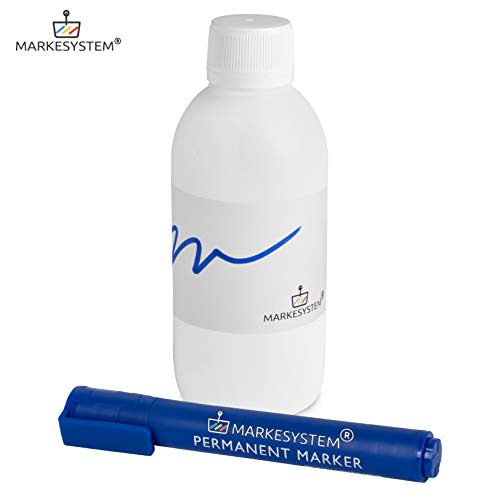 MARKESYSTEM - Botella blanca 250ml (Pack 5 Botellas) tapón de rosca hermético con precinto - Uso alimentario y cosmético - Valona vacía de plástico reciclable HPDE + Kit etiquetado