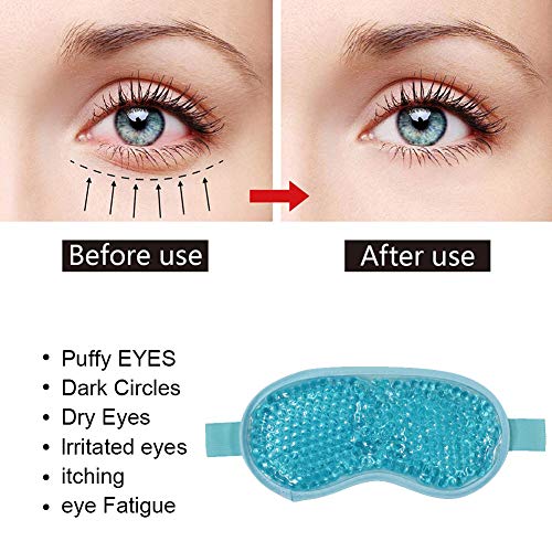 Mascara de Gel Relajante para los ojos, Antifaz refrescante de gel para los ojos, Antifaz de Gel Para los Ojos, Combate Hinchazón, Dolor de Cabeza, Bolsas, Ojeras, y Ayuda a Dormir, color azul