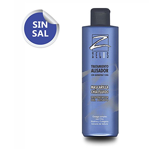 Mascarilla Sin Sal Alisadora - 400 ml - Prolongador del Alisado con Extracto de Sakura - Tratamiento Alisador del Cabello con Queratina y Chía - Prolonga el Pelo Liso hasta 6 Meses - Zelos Chía Fluido