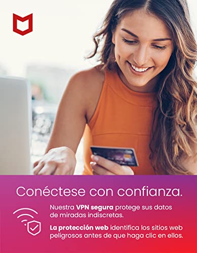 McAfee Total Protection 2022 | 3 dispositivos | 1 año | Antivirus, seguridad en Internet, administrador de contraseñas, VPN, protección de la identidad | PC/Mac/Android/iOS | Por correo postal