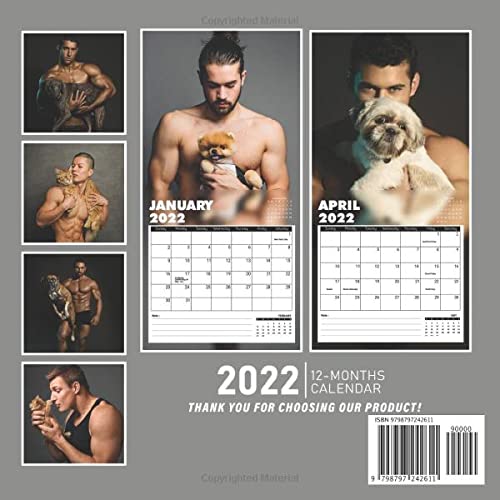 Men And Animal 2022 Calendar: Hot Guys January 2022 - December 2022 Square Monthly Calendars Mini Planner