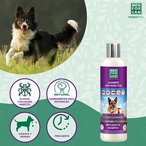 MENFORSAN Champú Perros Anti-Insectos con Margosa, Geraniol Y Lavandino - 300 ml