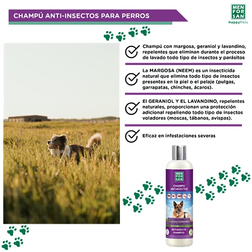 MENFORSAN Champú Perros Anti-Insectos con Margosa, Geraniol Y Lavandino - 300 ml