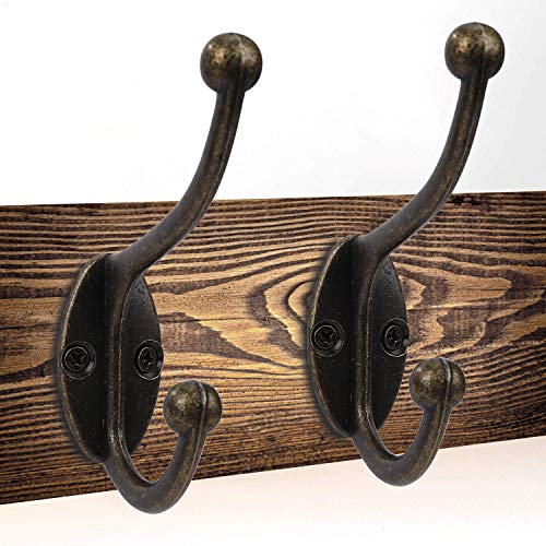 MengH-SHOP Ganchos Percheros de Pared Gancho Perchas Vintage Solo Colgadores con Tornillo para Dormitorios Baños Armarios Gabinete Cocina 10 Piezas Bronce