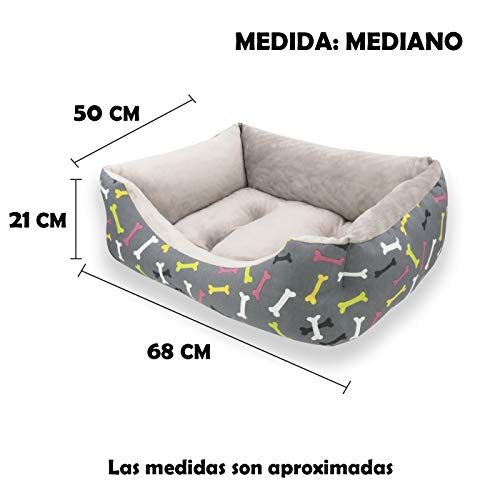 MERCURY TEXTIL- Sofá, Cesta,Cama Comoda para Perros,Gatos y Mascotas, con Relleno de Fibras Super Suave，Resistente al Desgaste y Duradero.. (Mediano, Huesos)