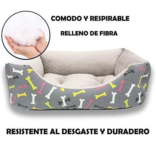 MERCURY TEXTIL- Sofá, Cesta,Cama Comoda para Perros,Gatos y Mascotas, con Relleno de Fibras Super Suave，Resistente al Desgaste y Duradero.. (Mediano, Huesos)