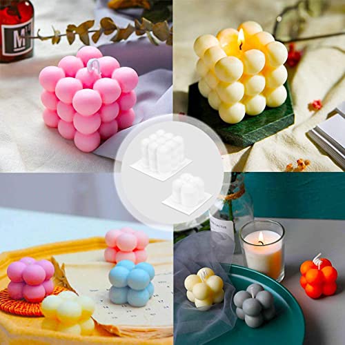 Moldes para Velas, 2 PCS Moldes de Vela de Silicona, DIY 3D Cubo Vela Molde, Hacer Velas Caseras, Hecha a Mano Bubble Candle Molds, para Velas de Aromaterapia, Fondant, Jabón, Chocolate