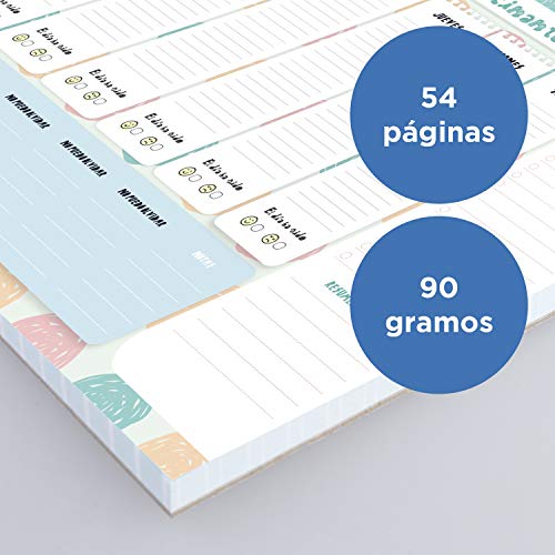 MP - Planificador Semanal A4 PREMIUM, Organizador Semanal Magnetico (última versión), Planner Semanal - Planificador de Clases Diario, Weekly Planner Semanal, Planning Escritorio - Multicolor