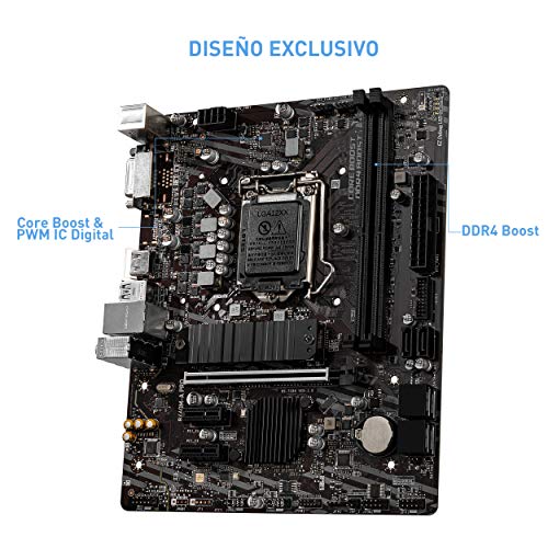 MSI - B460M-A PRO - Placa Base Pro Series (10th Gen Intel Core, LGA 1200 Socket, DDR4, USB 3.2 Gen 1, Gigabit LAN, DVI-D/HDMI)