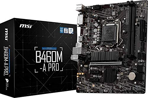 MSI - B460M-A PRO - Placa Base Pro Series (10th Gen Intel Core, LGA 1200 Socket, DDR4, USB 3.2 Gen 1, Gigabit LAN, DVI-D/HDMI)