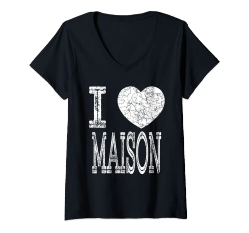 Mujer Amo Maison Valentine Novio Hijo Niño Corazón Marido Nombre Camiseta Cuello V