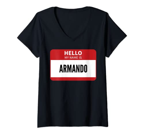 Mujer Armando Nombre Tag, Hola Mi Nombre Es Armando Camiseta Cuello V