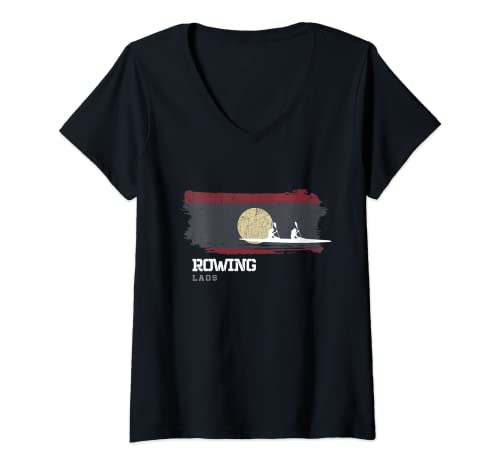 Mujer Laos Equipo De Remo Oarswoman Rower Girl Remo Camiseta Cuello V