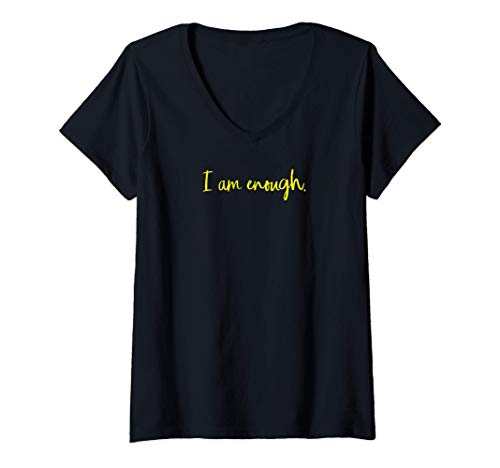 Mujer Soy Suficiente Inspirador Inglés I Am Enough Camiseta Cuello V
