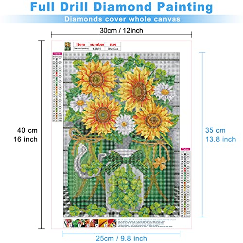 MXJSUA 5D Diamond Painting Kit Completo Diamond Painting Flores Bordado Diamante 5D Pintura Diamante DIY 5D Diamond Painting Flores Decoración de la pared del hogar St. Patrick's Day - Flowers 30x40cm