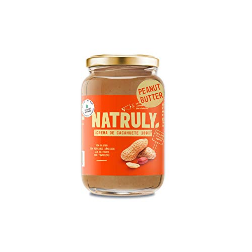 NATRULY Crema de Cacahuete Sin Azúcar, Vegana, Sin Gluten, Sin Lactosa, 100% Cacahuete Natural (500g)
