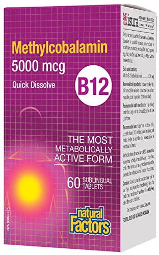 Natural Factors Methylcobalamin B12 5000mcg (5000mcg, 60 Sublingual Tablets)