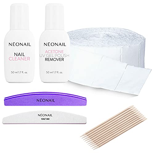 NEONAIL Kit de manicura sempermanente - DE LUXE Starter Set 5x esmaltes semipermanentes 3 ml, Lámpara, Accesorios