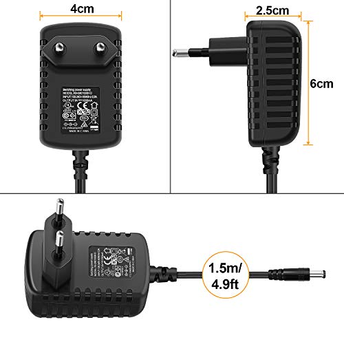 NEUMA Adaptador de Fuente de Alimentación para guitarra o bajo 9V CC 1000mA Negativo Conexión para pedal de efectos con 5 vías cables